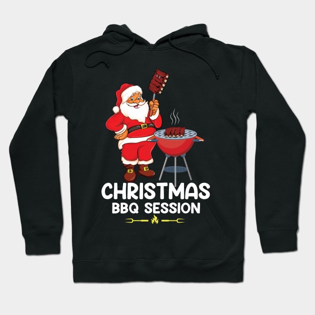 Christmas BBQ Session Tee, Funny Santa Claus Grillers bbq season Gifts Hoodie by Printofi.com